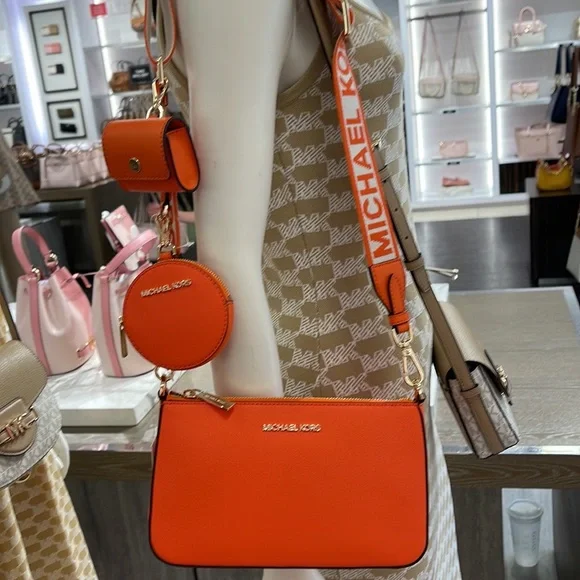 MICHAEL KORSJet Set Saffiano Leather Crossbody Bag with Case Apple Airpods Pro®